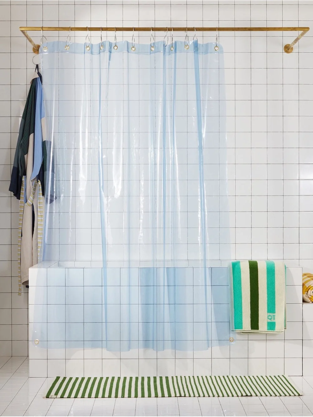 Light Blue Translucent Shower Curtain - Unbranded